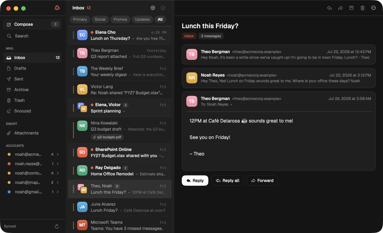 Mailwell in dark mode
